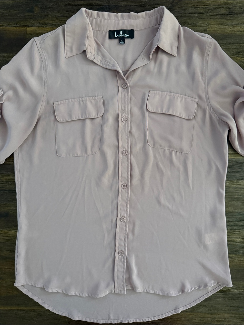 Lulus Best of Friends Mauve Button-Up Short Sleeve Top Large